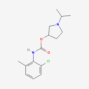 molecular formula C15H21ClN2O2 B13956982 2-Chloro-6-methylcarbanilic acid, N-isopropyl-3-pyrrolidinyl ester CAS No. 31772-86-8