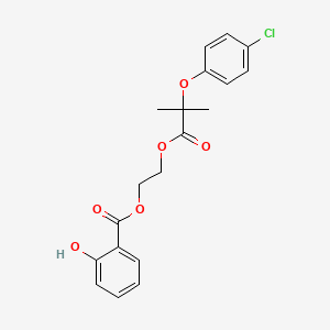 molecular formula C19H19ClO6 B13957045 Salicylic acid, (2-(2-(p-chlorophenoxy)-2,2-dimethylacetoxy)ethyl)ester CAS No. 52161-14-5