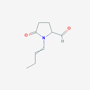 molecular formula C9H13NO2 B13957134 2-Pyrrolidinecarboxaldehyde, 1-(1-butenyl)-5-oxo- 