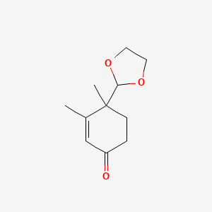 molecular formula C11H16O3 B13957159 4-[1,3]Dioxolan-2-yl-3,4-dimethyl-cyclohex-2-enone CAS No. 54710-16-6