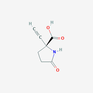 molecular formula C7H7NO3 B13957290 2-Ethynyl-5-oxo-L-proline CAS No. 74580-20-4