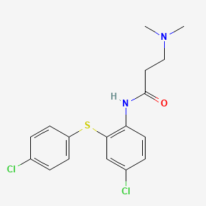 molecular formula C17H18Cl2N2OS B13957591 Propionanilide, 4'-chloro-2'-((p-chlorophenyl)thio)-3-(dimethylamino)- CAS No. 63917-35-1