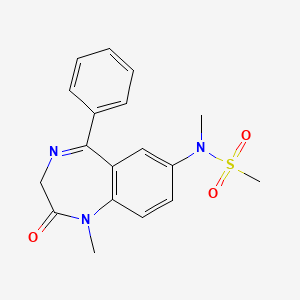 molecular formula C18H19N3O3S B13957604 Methanesulfonamide, N-(2,3-dihydro-1-methyl-2-oxo-5-phenyl-1H-1,4-benzodiazepin-7-yl)-N-methyl- CAS No. 33211-51-7