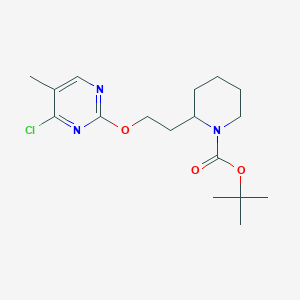 molecular formula C17H26ClN3O3 B13957879 tert-Butyl 2-(2-((4-chloro-5-methylpyrimidin-2-yl)oxy)ethyl)piperidine-1-carboxylate 