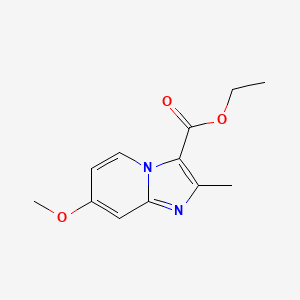 molecular formula C12H14N2O3 B1395788 Ethyl 7-methoxy-2-methylimidazo[1,2-a]pyridine-3-carboxylate CAS No. 854515-82-5