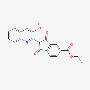 molecular formula C21H15NO5 B13957935 Ethyl 2,3-dihydro-2-(3-hydroxy-2-quinolyl)-1,3-dioxo-1H-indene-5-carboxylate CAS No. 57258-90-9