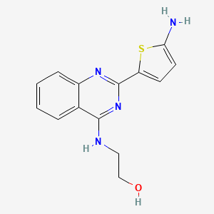 molecular formula C14H14N4OS B13957955 Ethanol, 2-((2-(5-amino-2-thienyl)-4-quinazolinyl)amino)- CAS No. 57584-56-2