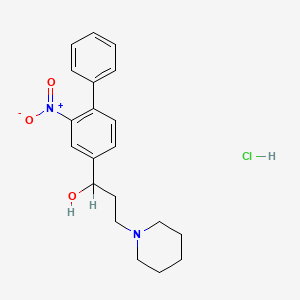 molecular formula C20H25ClN2O3 B13957966 alpha-(2-Nitro-4-biphenylyl)-1-piperidinepropanol hydrochloride CAS No. 59401-30-8