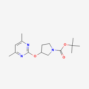 molecular formula C15H23N3O3 B13957979 tert-Butyl 3-((4,6-dimethylpyrimidin-2-yl)oxy)pyrrolidine-1-carboxylate 