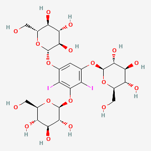 molecular formula C24H34I2O18 B13958039 beta-D-Glucopyranoside, (2,4-diiodo-1,3,5-benzenetriyl)tris- CAS No. 58163-18-1