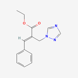 molecular formula C14H15N3O2 B13958056 (E)-ethyl 2-((1H-1,2,4-triazol-1-yl)methyl)-3-phenylacrylate CAS No. 1082208-29-4