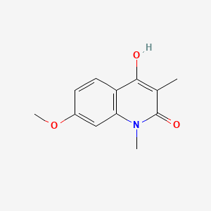 molecular formula C12H13NO3 B13958205 Carbostyril, 1,3-dimethyl-4-hydroxy-7-methoxy- CAS No. 53207-43-5