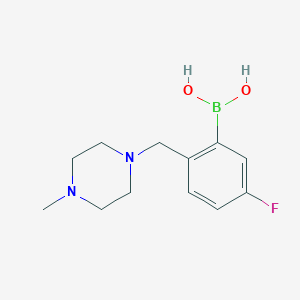 molecular formula C12H18BFN2O2 B1395825 (5-Fluoro-2-((4-methylpiperazin-1-yl)methyl)phenyl)boronic acid CAS No. 1333387-98-6