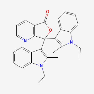 molecular formula C29H27N3O2 B13958292 Furo[3,4-b]pyridin-5(7H)-one, 7,7-bis(1-ethyl-2-methyl-1H-indol-3-yl)- CAS No. 50293-29-3