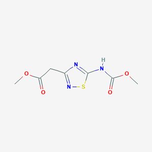 molecular formula C7H9N3O4S B13958541 Methyl 2-[5-(methoxycarbonylamino)-1,2,4-thiadiazol-3-yl]acetate 