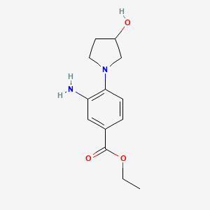 molecular formula C13H18N2O3 B1395868 3-氨基-4-(3-羟基-1-吡咯烷基)苯甲酸乙酯 CAS No. 1219967-21-1