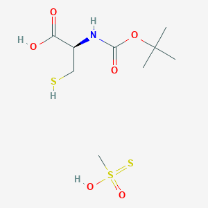 molecular formula C9H19NO6S3 B13958828 hydroxy-methyl-oxo-sulfanylidene-lambda6-sulfane;(2R)-2-[(2-methylpropan-2-yl)oxycarbonylamino]-3-sulfanylpropanoic acid 