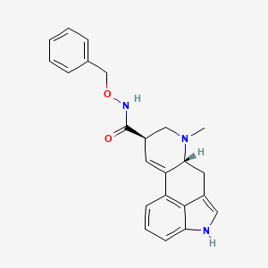 molecular formula C23H23N3O2 B13959332 Ergoline-8-beta-carboxamide, N-benzyloxy-9,10-didehydro-6-methyl- CAS No. 63938-25-0