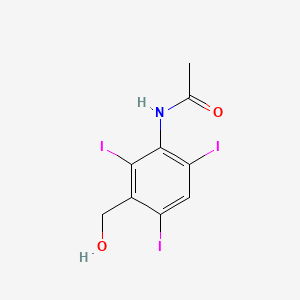 molecular formula C9H8I3NO2 B13959404 Acetanilide, 3'-(hydroxymethyl)-2',4',6'-triiodo- CAS No. 60075-62-9