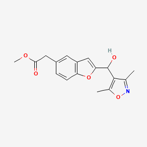 molecular formula C17H17NO5 B13959517 Methyl 2-(2-((3,5-dimethylisoxazol-4-yl)(hydroxy)methyl)benzofuran-5-yl)acetate 