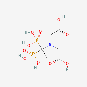 molecular formula C6H13NO10P2 B13959901 Glycine, N-(carboxymethyl)-N-(1,1-diphosphonoethyl)- CAS No. 55339-20-3