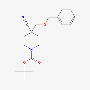 molecular formula C19H26N2O3 B1396036 Tert-butyl 4-(benzyloxymethyl)-4-cyanopiperidine-1-carboxylate CAS No. 919284-64-3
