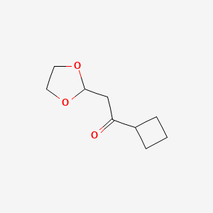 molecular formula C9H14O3 B1396077 1-Cyclobutyl-2-(1,3-dioxolan-2-yl)-ethanone CAS No. 1263365-84-9