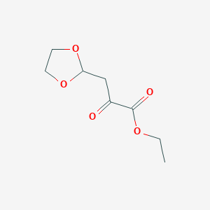 molecular formula C8H12O5 B1396088 3-(1,3-Dioxolan-2-yl)-2-oxo-propionic acid ethyl ester CAS No. 1263365-80-5