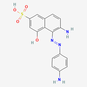 molecular formula C16H14N4O4S B13961112 6-Amino-5-((4-aminophenyl)azo)-4-hydroxynaphthalene-2-sulphonic acid CAS No. 59836-94-1