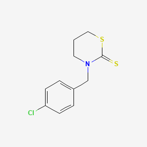 molecular formula C11H12ClNS2 B13961231 3-[(4-Chlorophenyl)methyl]-1,3-thiazinane-2-thione CAS No. 64067-76-1