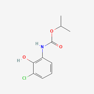 molecular formula C10H12ClNO3 B13961331 Carbamic acid, (3-chloro-2-hydroxyphenyl)-, 1-methylethyl ester CAS No. 34061-86-4