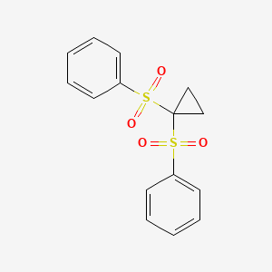 molecular formula C15H14O4S2 B13961390 1,1-Di(phenylsulfonyl)-cyclopropane CAS No. 34782-46-2