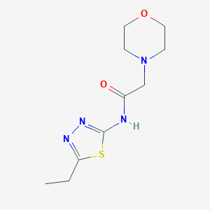 molecular formula C10H16N4O2S B139617 4-Morpholineacetamide, N-(5-ethyl-1,3,4-thiadiazol-2-yl)- CAS No. 132304-37-1