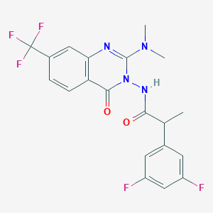 molecular formula C20H17F5N4O2 B13961749 2-(3,5-difluorophenyl)-N-(2-dimethylamino-4-oxo-7-trifluoromethyl-4H-quinazolin-3-yl)propionamide 