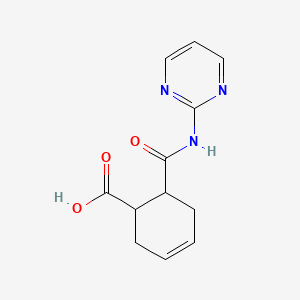 molecular formula C12H13N3O3 B13961803 6-(Pyrimidin-2-ylcarbamoyl)cyclohex-3-ene-1-carboxylic acid 