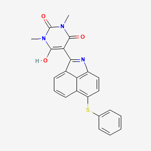 molecular formula C23H17N3O3S B13961859 1,3-Dimethyl-5-(6-(phenylthio)benz(cd)indol-2(1H)-ylidene)barbituric acid CAS No. 58470-74-9