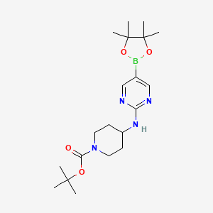molecular formula C20H33BN4O4 B13961889 tert-Butyl 4-((5-(4,4,5,5-tetramethyl-1,3,2-dioxaborolan-2-yl)pyrimidin-2-yl)amino)piperidine-1-carboxylate 