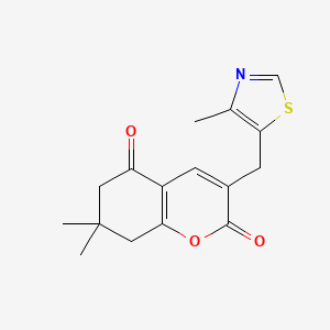 molecular formula C16H17NO3S B13962060 7,7-dimethyl-3-((4-methylthiazol-5-yl)methyl)-7,8-dihydro-2H-chromene-2,5(6H)-dione CAS No. 1000697-60-8