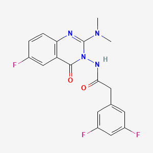 molecular formula C18H15F3N4O2 B13962146 2-(3,5-difluorophenyl)-N-(2-dimethylamino-6-fluoro-4-oxo-4H-quinazolin-3-yl)acetamide 