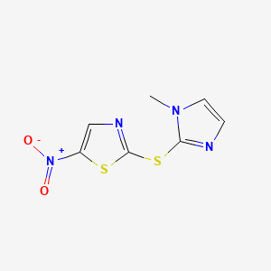 molecular formula C7H6N4O2S2 B13962184 Thiazole, 2-((1-methyl-1H-imidazol-2-yl)thio)-5-nitro- CAS No. 39259-57-9