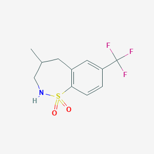 molecular formula C11H12F3NO2S B1396225 4-Methyl-7-(trifluoromethyl)-2,3,4,5-tetrahydrobenzo[f][1,2]thiazepine 1,1-dioxide CAS No. 1301768-18-2