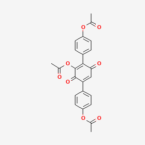 molecular formula C24H18O8 B13962351 2,5-Cyclohexadiene-1,4-dione, 3-(acetyloxy)-2,5-bis(4-(acetyloxy)phenyl)- CAS No. 59903-98-9
