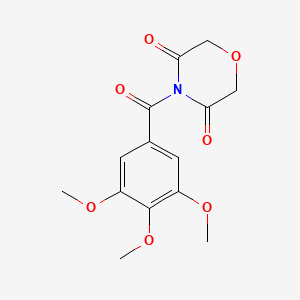 molecular formula C14H15NO7 B13962436 Morpholine, 3,5-dioxo-4-(3,4,5-trimethoxybenzoyl)- CAS No. 63868-64-4