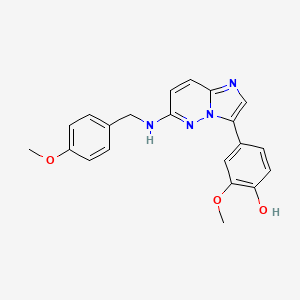 molecular formula C21H20N4O3 B13962512 2-Methoxy-4-(6-(4-methoxybenzylamino)imidazo[1,2-b]pyridazin-3-yl)phenol 