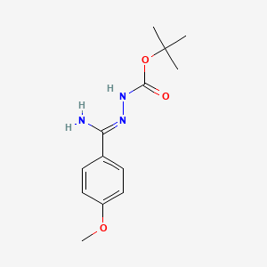 molecular formula C13H19N3O3 B1396255 N'-[1-氨基-1-(4-甲氧基苯基)亚甲基]-肼基甲酸叔丁酯 CAS No. 1053655-73-4