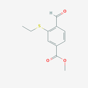 molecular formula C11H12O3S B13962561 Methyl 3-(ethylthio)-4-formylbenzoate 