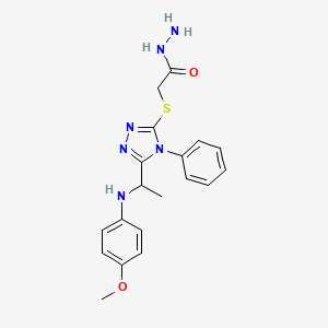 2-[(5-{1-[(4-methoxyphenyl)amino]ethyl}-4-phenyl-4H-1,2,4-triazol-3-yl)thio]acetohydrazide
