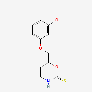 molecular formula C12H15NO3S B13962787 6-(3-Methoxyphenoxymethyl)-3,4,5,6-tetrahydro-2H-1,3-oxazine-2-thione CAS No. 57841-35-7