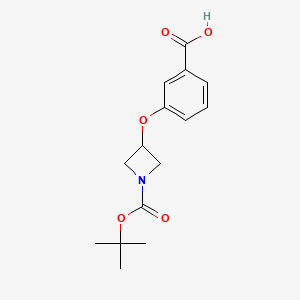 molecular formula C15H19NO5 B1396283 3-{[1-(Tert-butoxycarbonyl)azetidin-3-yl]oxy}benzoic acid CAS No. 1306739-51-4