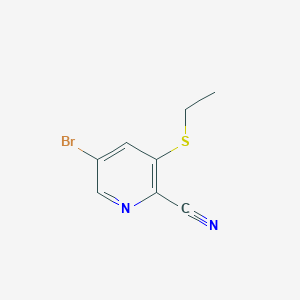 molecular formula C8H7BrN2S B13962875 5-Bromo-3-(ethylthio)picolinonitrile 